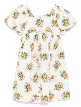 Платье Moschino Kids с цветочным принтом, нейтральный