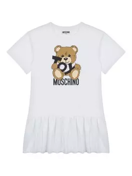Платье Moschino Kids с принтом Teddy Bear, белый