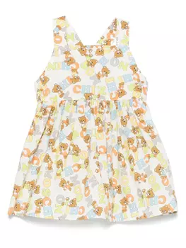 Платье Moschino Kids с принтом Teddy Bear, белый