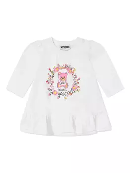 Платье Moschino Kids Teddy Bear, белый
