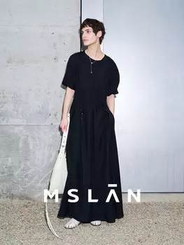 Платье MSlan 2024 с поясом, черный