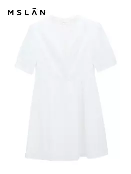 Платье MSlan 23 с пышными рукавами и кружевной талией, кремовый