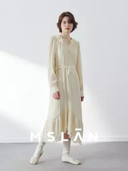 Платье MSlan с французскими волнами и лацканами, желтый