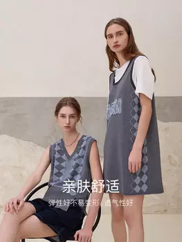 Платье Mslan с круглым вырезом и принтом, серый