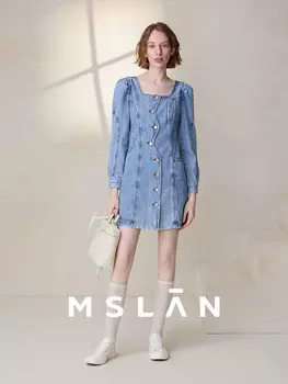 Платье Mslan с квадратным вырезом, синий