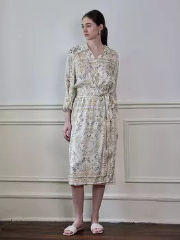 Платье Mslan с принтом и воротником, миндальный