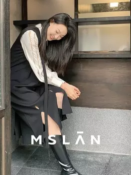 Платье MSlan с V-образным вырезом и разрезом, черный