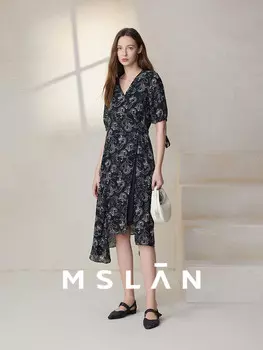 Платье Mslan с V-образным вырезом и бретельками, черный