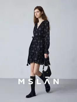 Платье Mslan с V-образным вырезом и запахом, черный