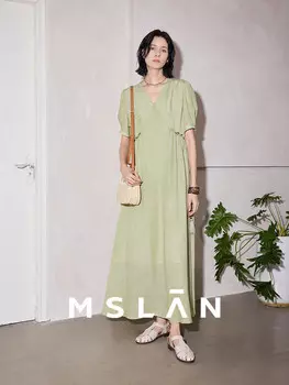 Платье Mslan стильное, серый / зеленый