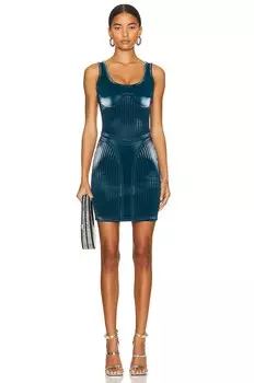 Платье Mugler Glossy Embossed, цвет Teal