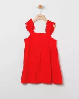 Платье на бретельках для девочки из вышитой ткани Coco Acqua, красный