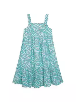 Платье на бретельках для маленьких девочек и девочек Michael Kors Kids, бирюзовый