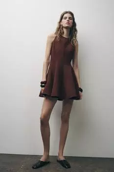 Платье на бретельках godet из коллекции zw ZARA, цвет Caramel