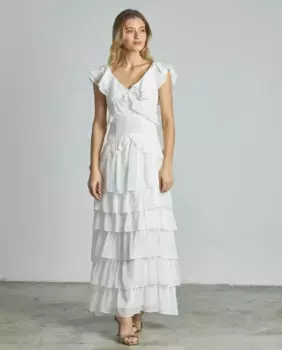 Платье на бретельках с оборками Alma en Pena, белый