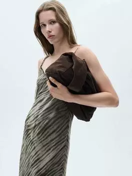 Платье на бретельках с шотландским принтом Mango, зеленый