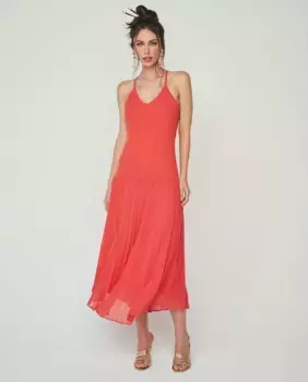 Платье на бретелях с плиссированной юбкой & Me Unlimited, коралловый