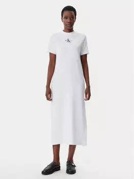 Платье на каждый день обычный крой Monologo J20J225543 Calvin Klein Jeans, белый