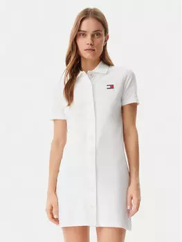 Платье на каждый день обычный крой Badge DW0DW20302 Tommy Jeans, экрю