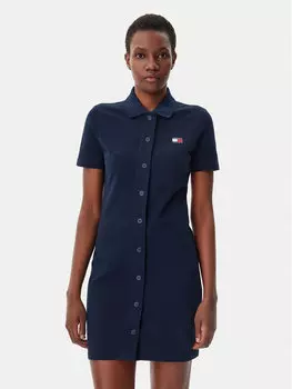 Платье на каждый день обычный крой Badge DW0DW20302 Tommy Jeans, синий