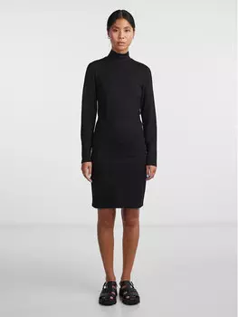 Платье на каждый день приталенного кроя Pieces, черный