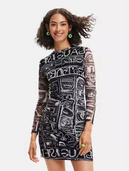 Платье на каждый день приталенного кроя Desigual, серый