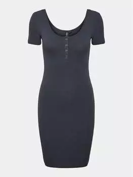 Платье на каждый день приталенного кроя Pieces, синий