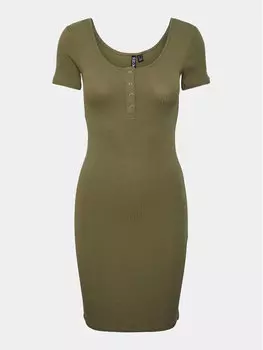 Платье на каждый день приталенного кроя Pieces, зеленый