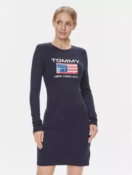 Платье на каждый день приталенного кроя Tommy Jeans, синий
