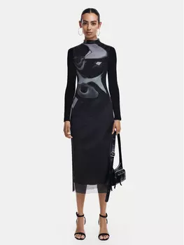 Платье на каждый день приталенного кроя Desigual, серый