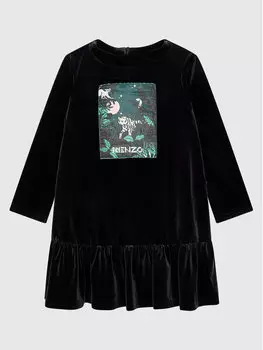 Платье на каждый день, стандартного кроя Kenzo Kids, черный