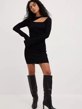 Платье NA-KD Knitted dress, черный