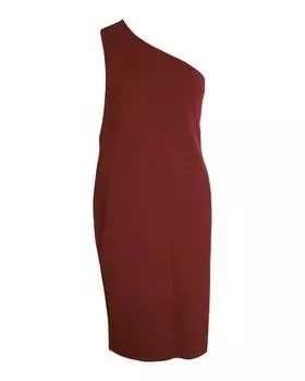 Платье на одно плечо Bottega Veneta из вискозы цвета ржавчины, красный
