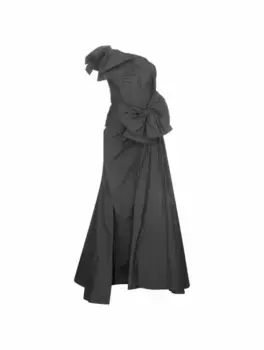 Платье на одно плечо с бантом Elie Saab, черный