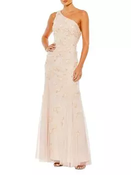 Платье на одно плечо с цветочной аппликацией Mac Duggal