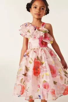 Платье на одно плечо с цветочными мотивами и эффектом выгорания Baker By Ted Baker, розовый