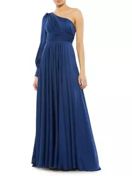 Платье на одно плечо с епископскими рукавами Mac Duggal, цвет Midnight