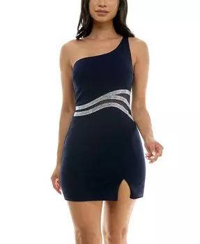 Платье на одно плечо с иллюзорной отделкой Speechless, синий