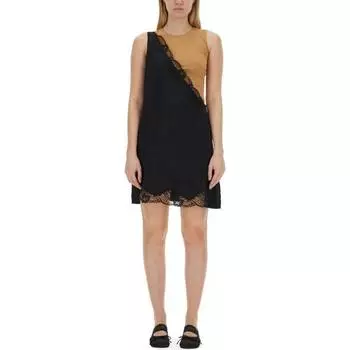 Платье на одно плечо с кружевной отделкой MM6 Maison Margiela, черный