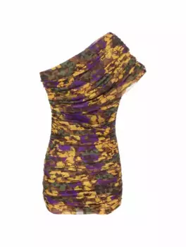 Платье на одно плечо с принтом Saint Laurent, мультиколор