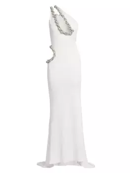 Платье на одно плечо с вырезом из веревки Stella Mccartney, цвет off white