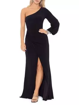 Платье на одно плечо с высоким разрезом Betsy & Adam, черный