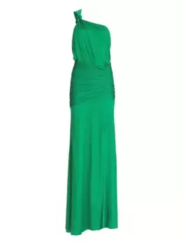 Платье на одно плечо со сборками Silvia Tcherassi, зеленый