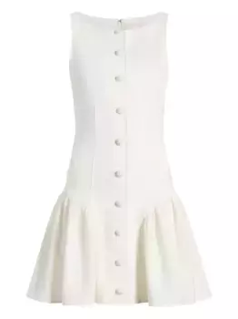 Платье на пуговицах с оборками Cinq A Sept, белый