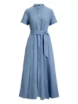 Платье на пуговицах с поясом POLO RALPH LAUREN, синий