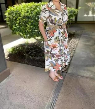 Платье на пуговицах с поясом в цвете Multi ELLISON