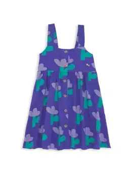 Платье на пуговицах спереди с морским цветком для маленьких девочек и девочек Bobo Choses, синий