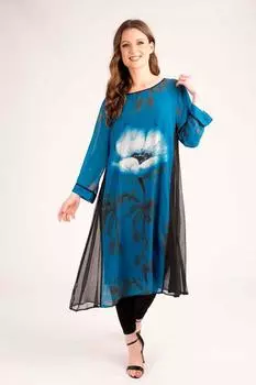 Платье на шифоновой подкладке с цветочным принтом Saloos, зеленый