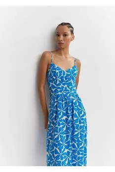 Платье на тонких бретелях Mango, синий