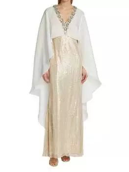 Платье-накидка Badgley Mischka с пайетками, золотой